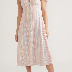 Marine Layer Camila Button-down Pastel Striped Midi Dress